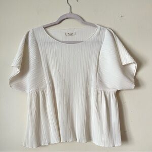Madewell Plisse Short-Sleeve Blouse in Off-White